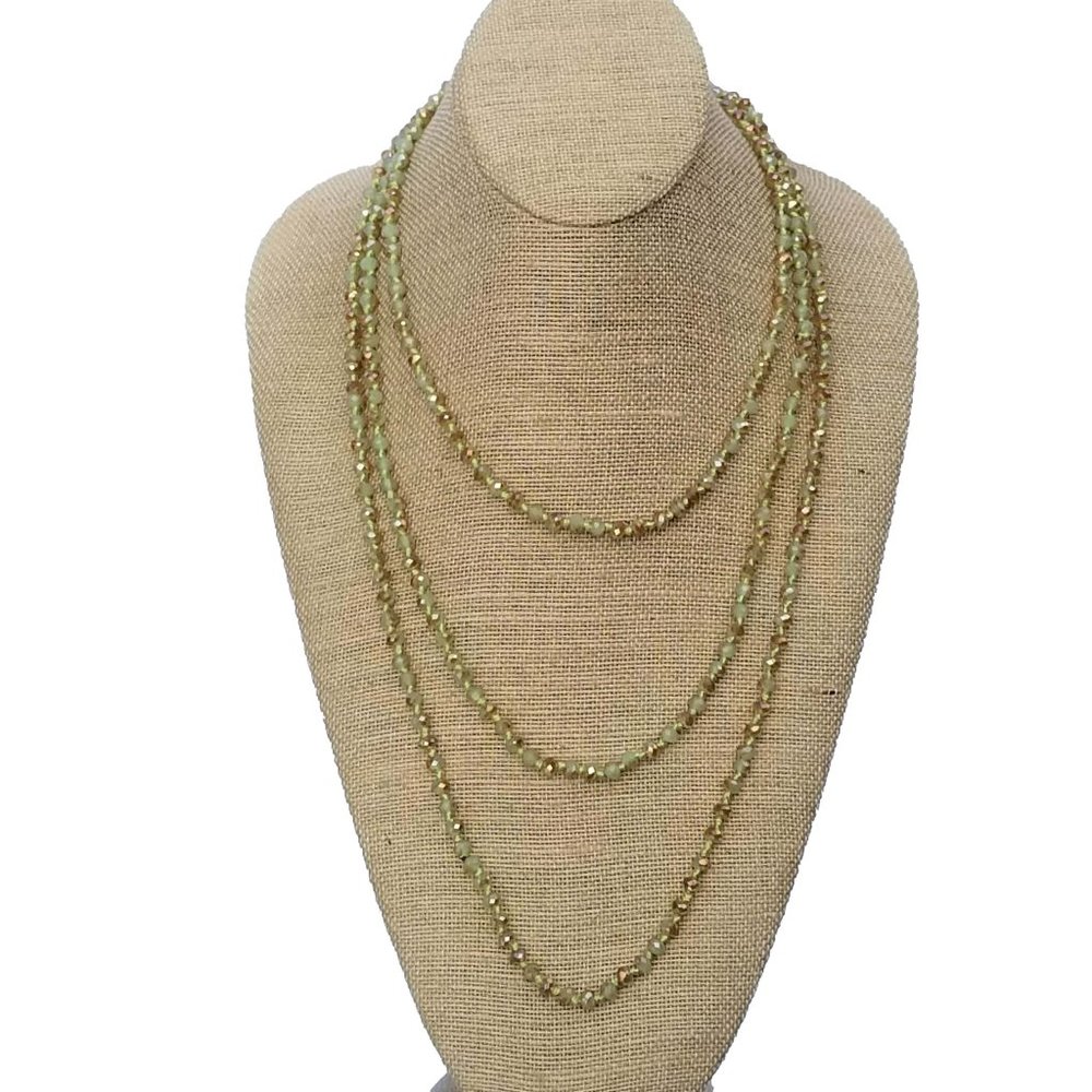 Natasha 72" Faceted Bead with Gold Necklace EUC